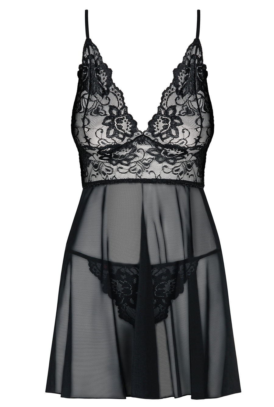 sheer black babydoll