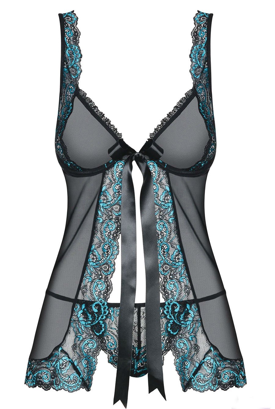 green and black lingerie