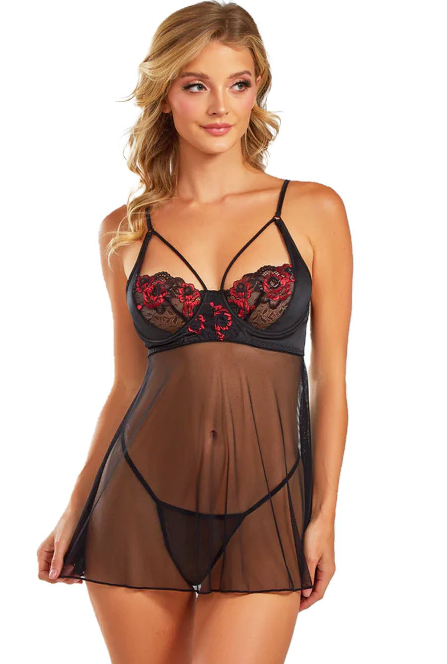 black and red lingerie