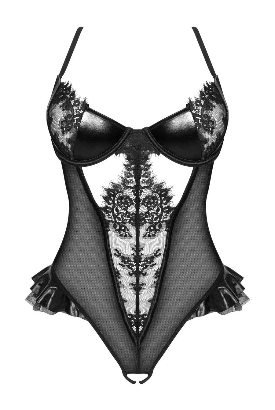 crotchless leather bodysuit