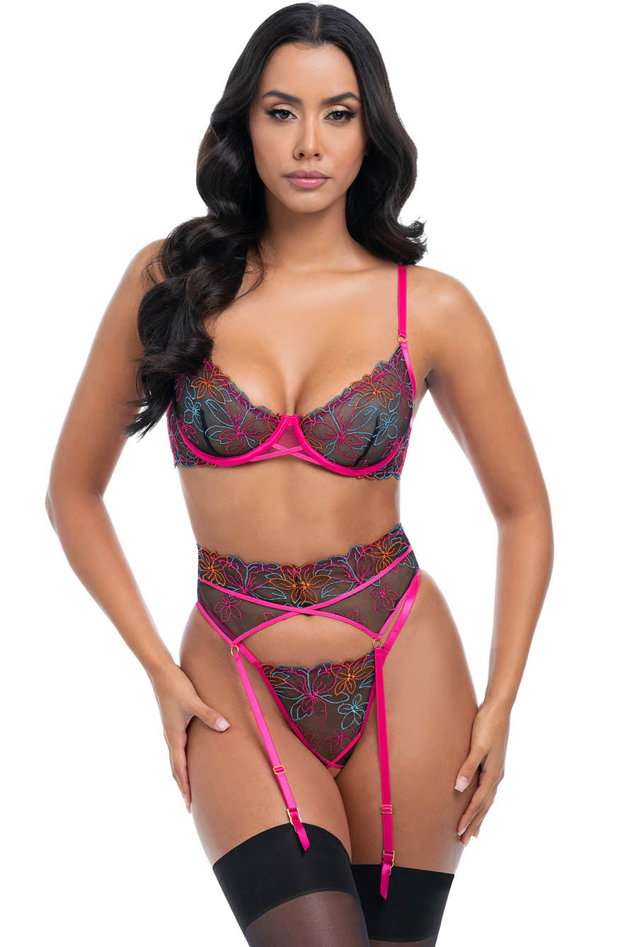 hot pink crotchless lingerie