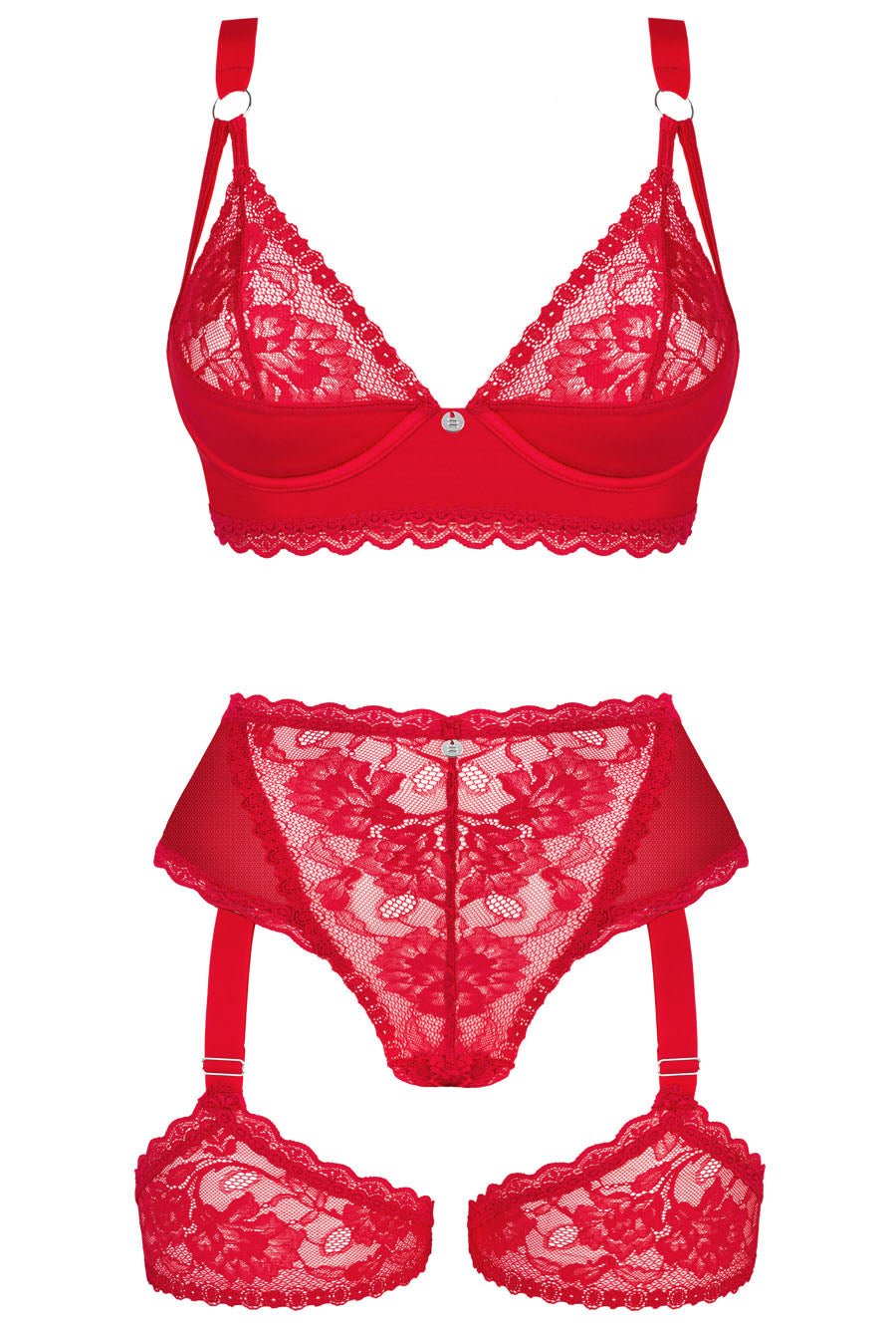 red womens bra suspender set