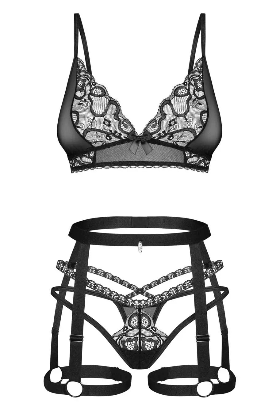 black lace erotic lingerie set