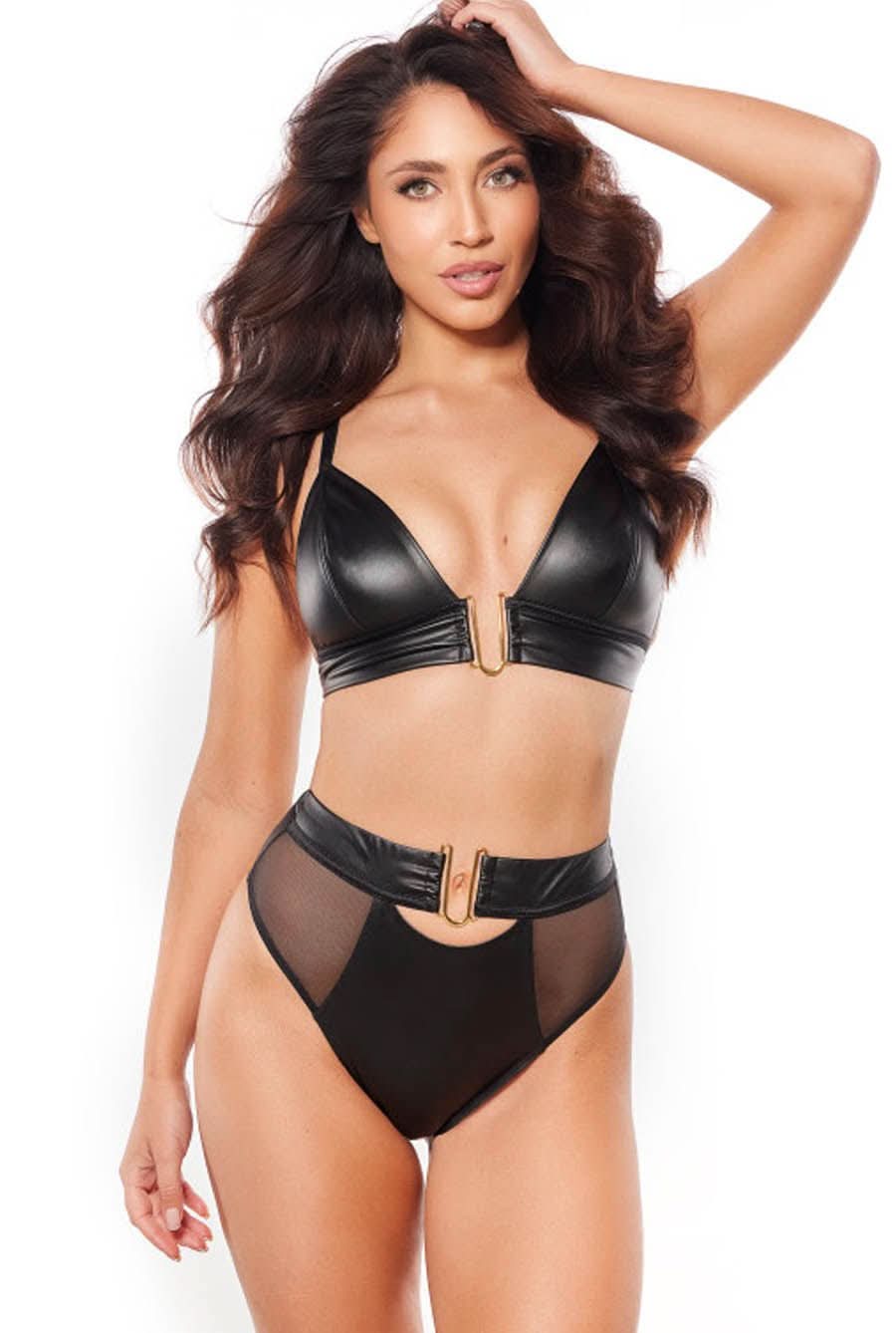 faux leather womens lingerie