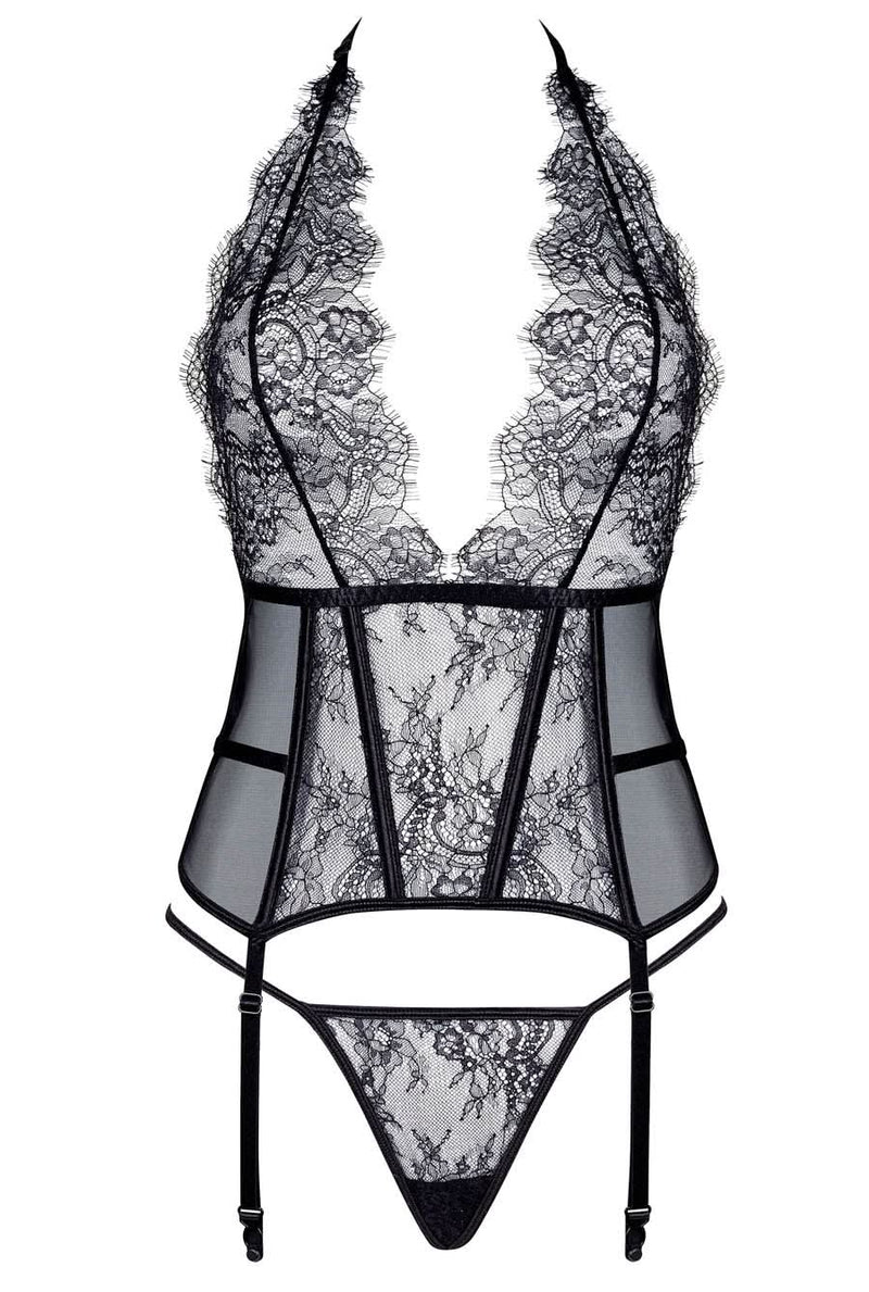 Eyelash Lace Mesh Midi Gown Lingerie Set main image 1