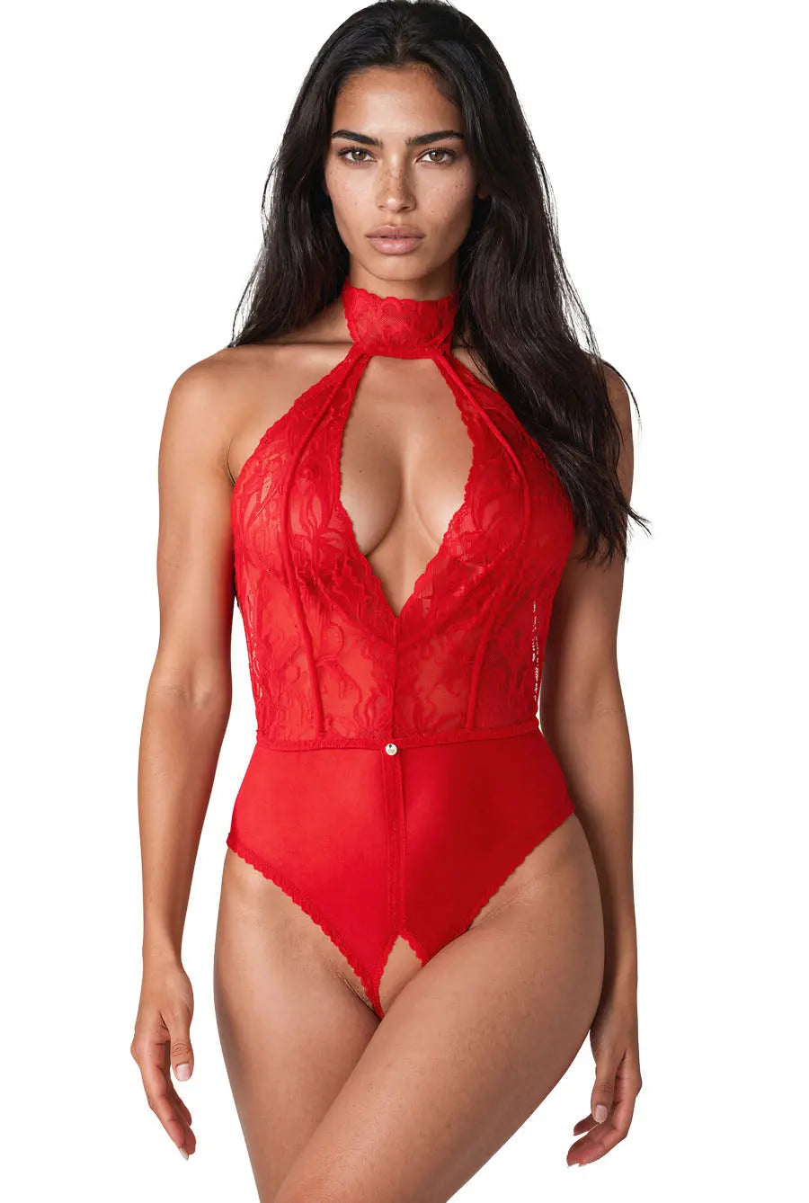 red lace teddy bodysuit